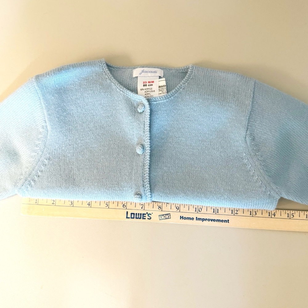 Vintage Jacadi NWOT Girls Wool Blend Blue Cardigan size 18-24 months Embroidered - Picture 11 of 14